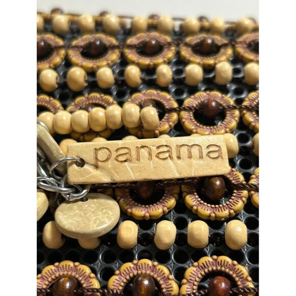 Handcrafted Panama Beaded Wooden Crossbody Bag With Floral Design & Zipper‎ - Picture 12 of 12